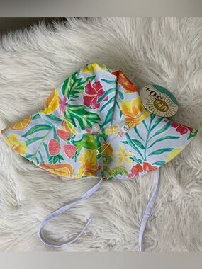 Caden Lane UPF 50+ Floral Fruit Print Kids Sun Hat Size S